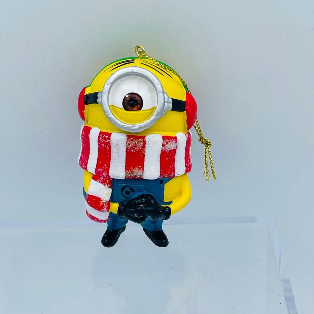 Universal Studios Minions Stuart Christmas Ornament - Striped Holiday Scarf